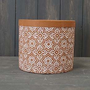 Large Terracotta Pot with Floral Design (15cm) detail page